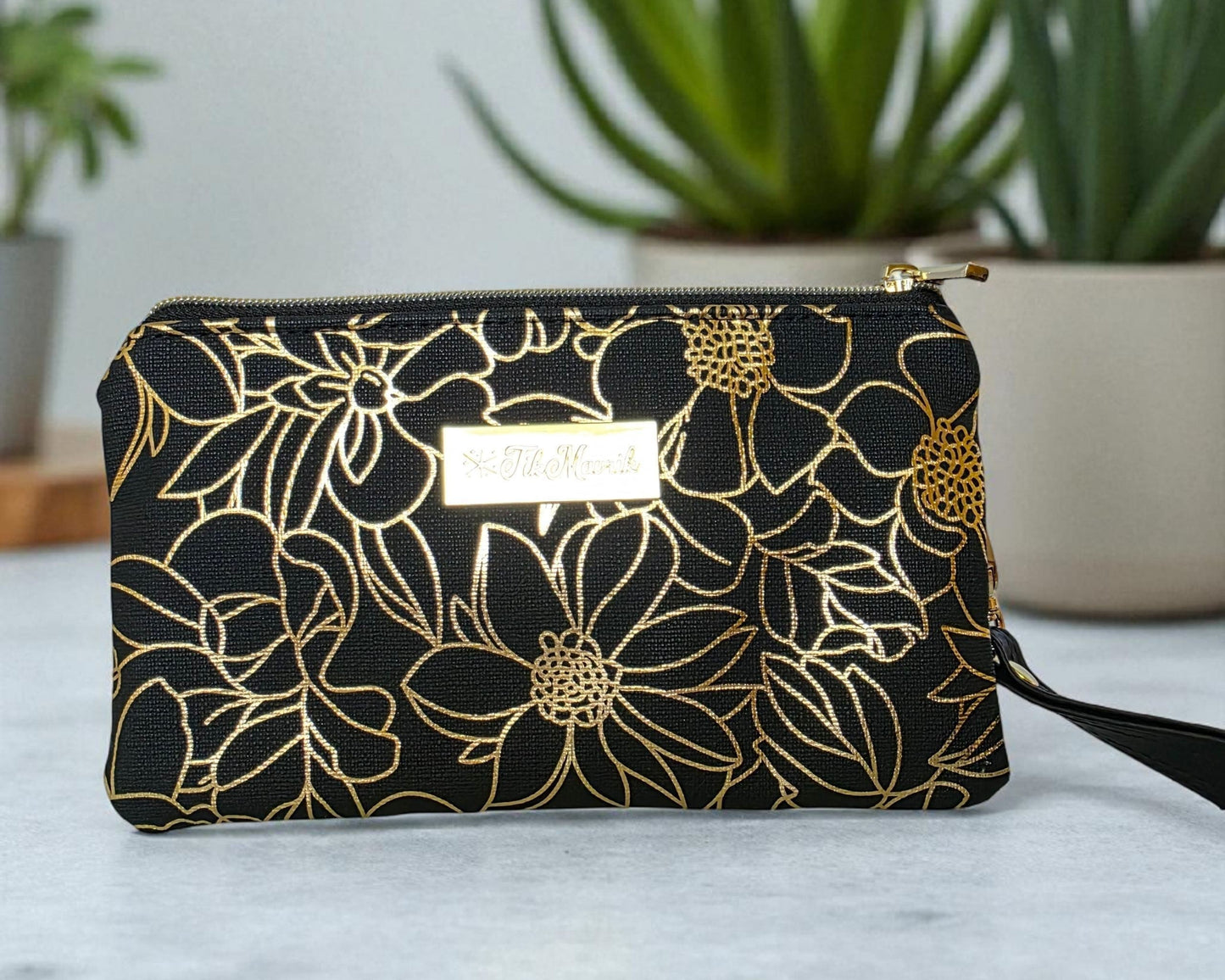 Triple Zipper Wristlet Bag