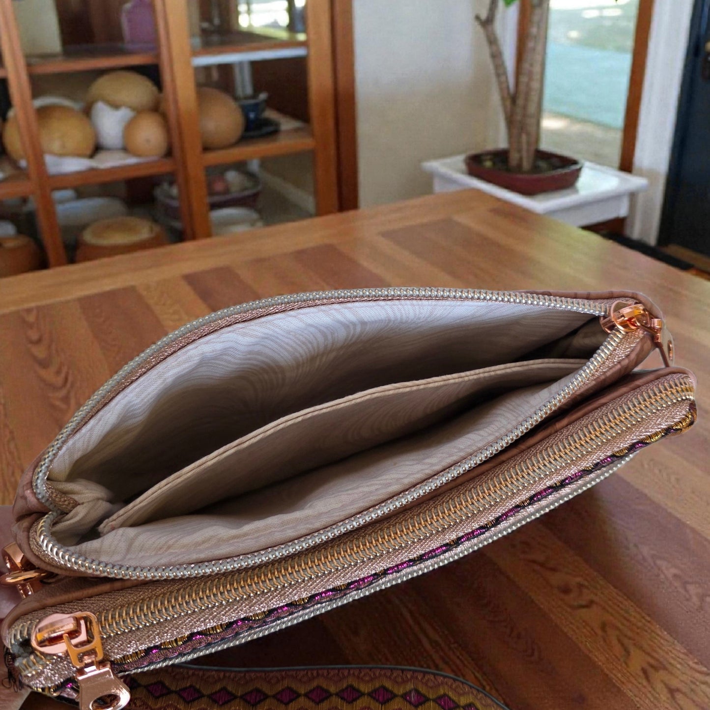 Triple Zipper Wristlet Bag