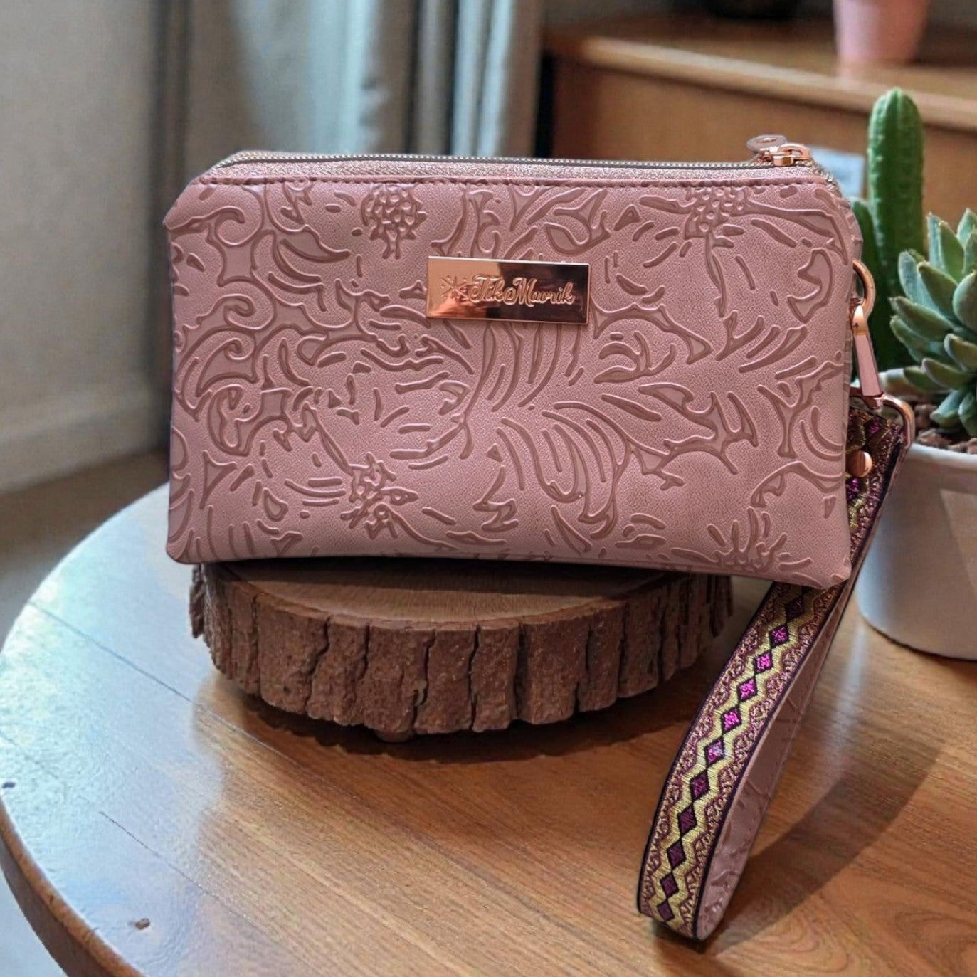 Triple Zipper Wristlet Bag