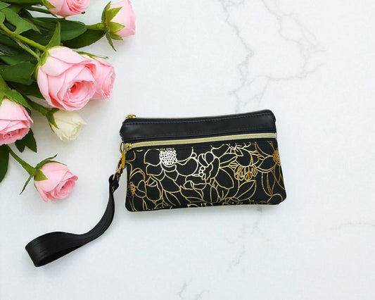 Triple Zipper Wristlet Bag
