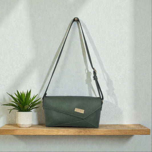 The Zara, Shoulder/Crossbody bag with sleek geometric lines and an asymmetrical flap