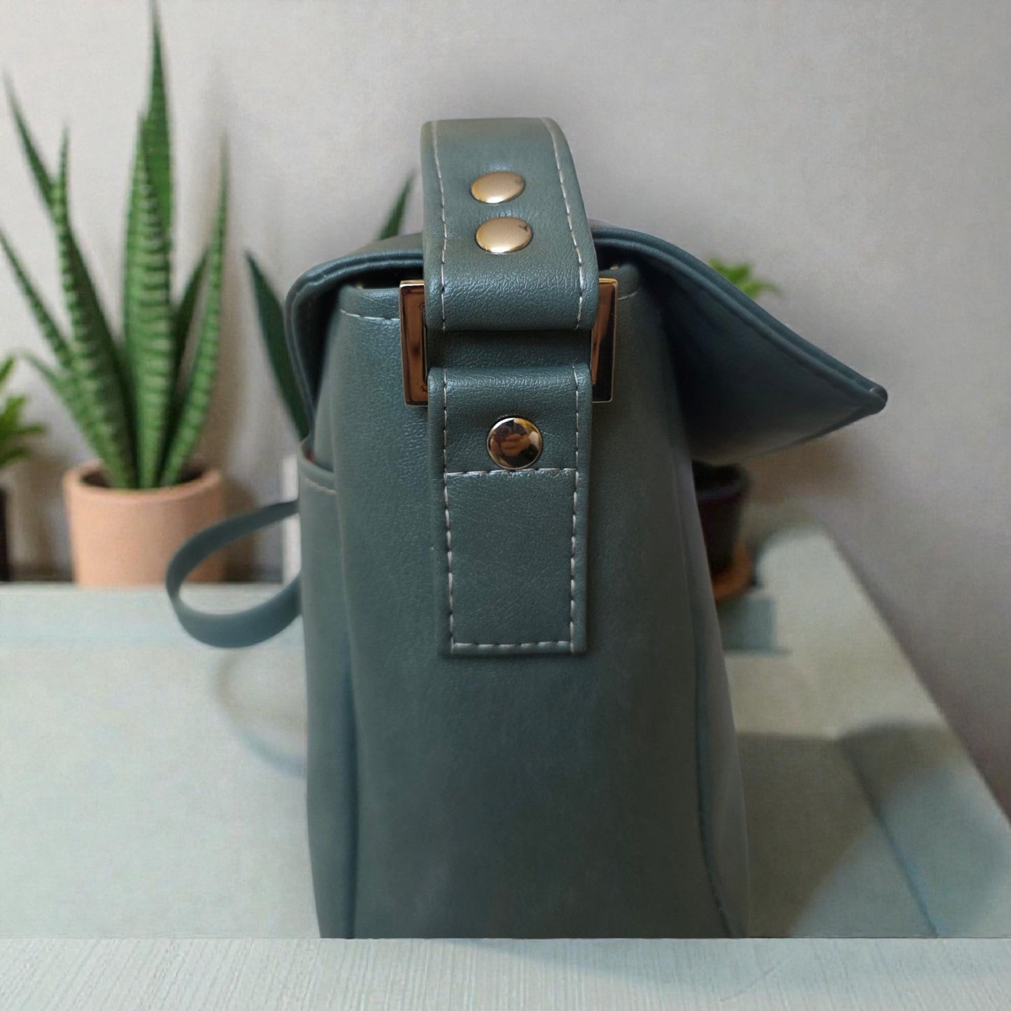 The Zara, Shoulder/Crossbody bag with sleek geometric lines and an asymmetrical flap