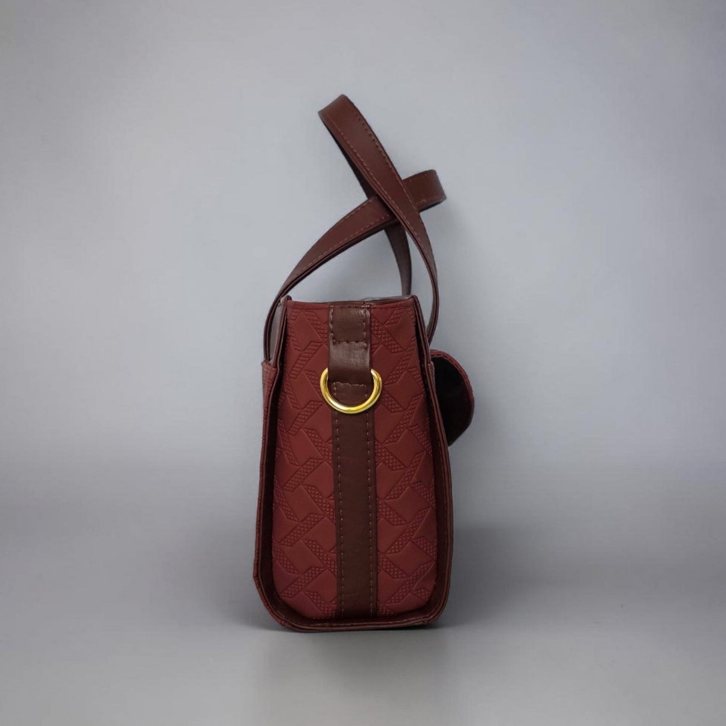 Burgundy quilted faux leather with gold hardware mini bag