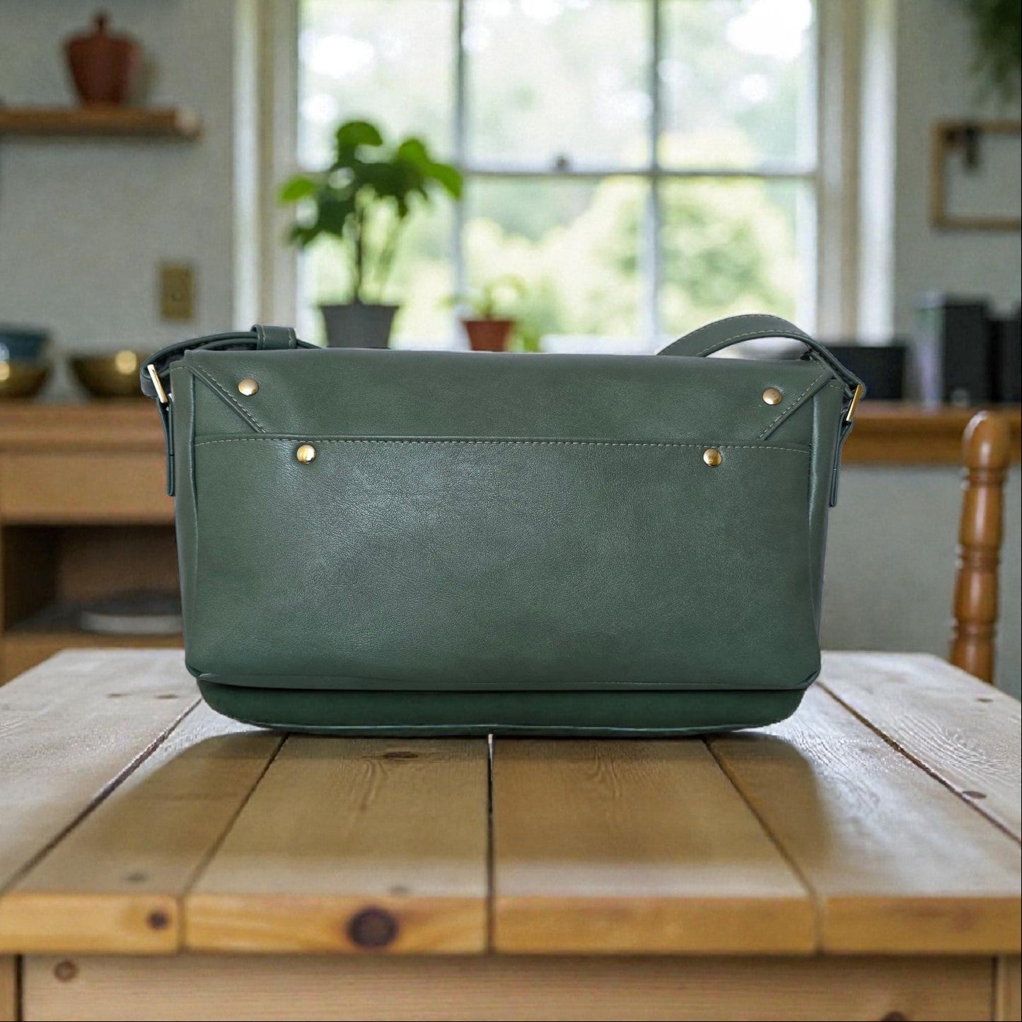 The Zara, Shoulder/Crossbody bag with sleek geometric lines and an asymmetrical flap