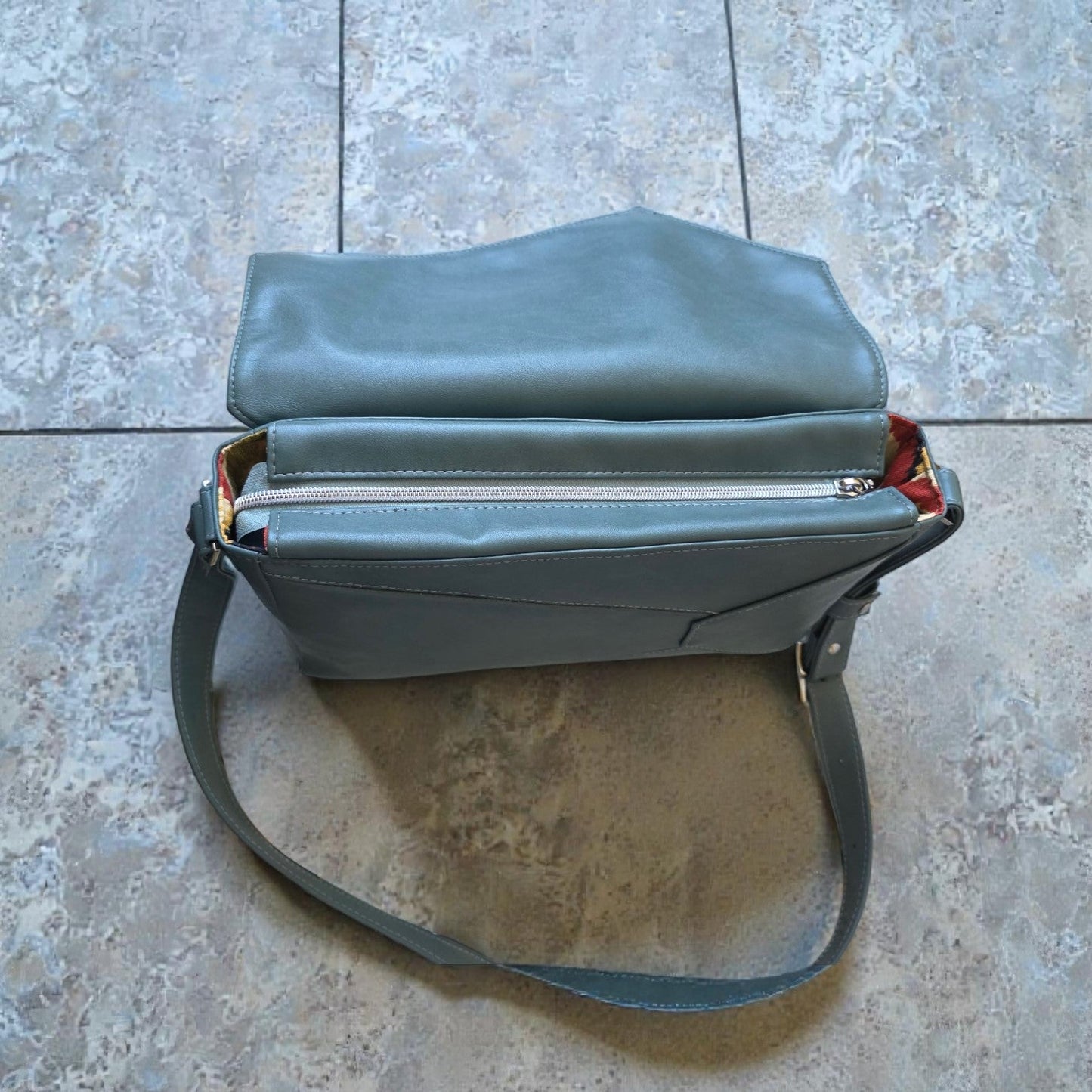 The Zara, Shoulder/Crossbody bag with sleek geometric lines and an asymmetrical flap