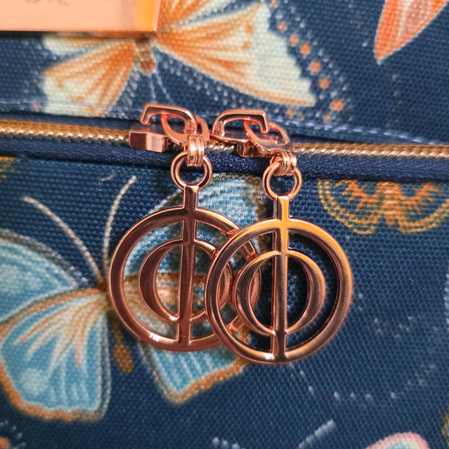 Butterfly Print Crossbody Bag: Waterproof Canvas with Rose Gold Hardware