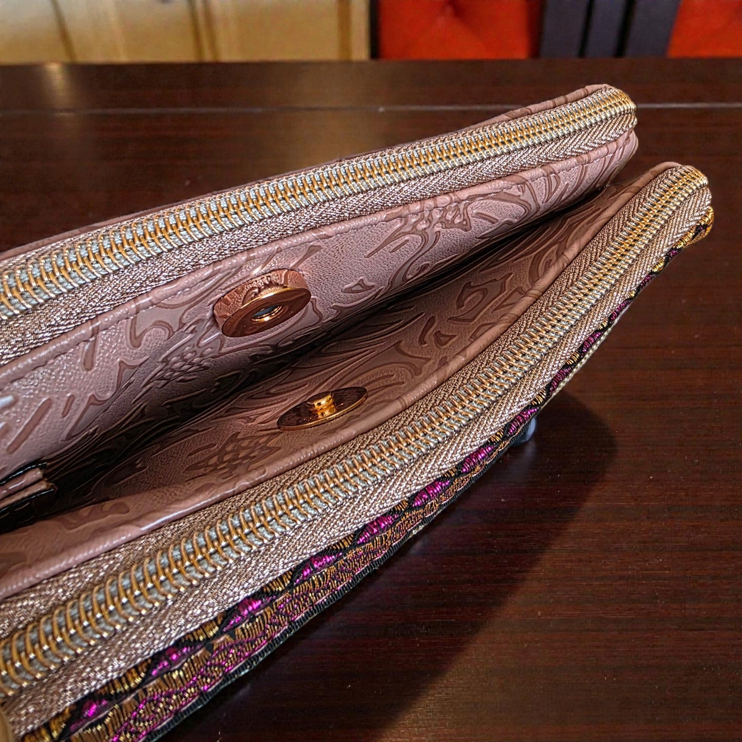 Triple Zipper Wristlet Bag